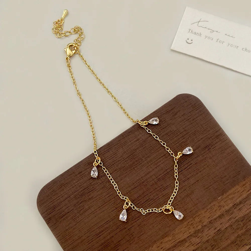 Women's zircon necklace with metallic meteor shower geometric pendant on regular chain, Korean style all-match design