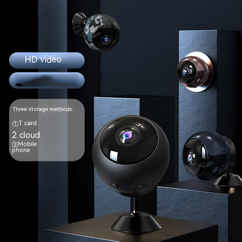1080p wireless wifi surveillance camera with ABS plastic housing and wide-angle lens
