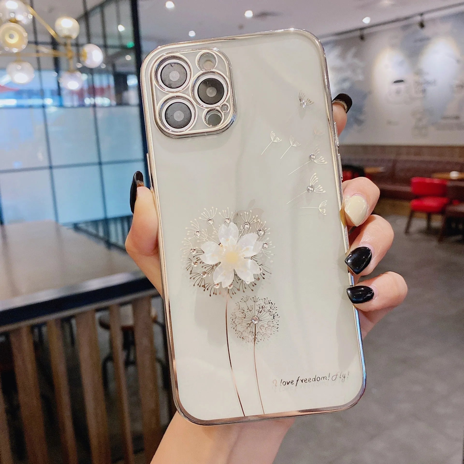 3D floral design phone case with spin stand for iPhone models