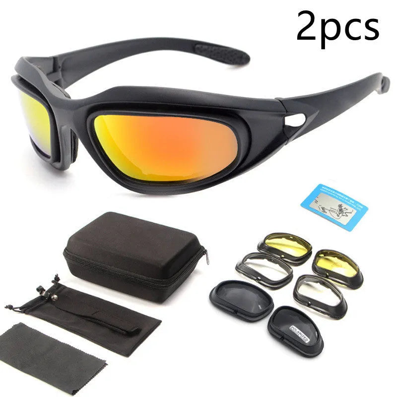 Polarized tactical sunglasses with full rim PC frame for outdoor cycling and sports activities