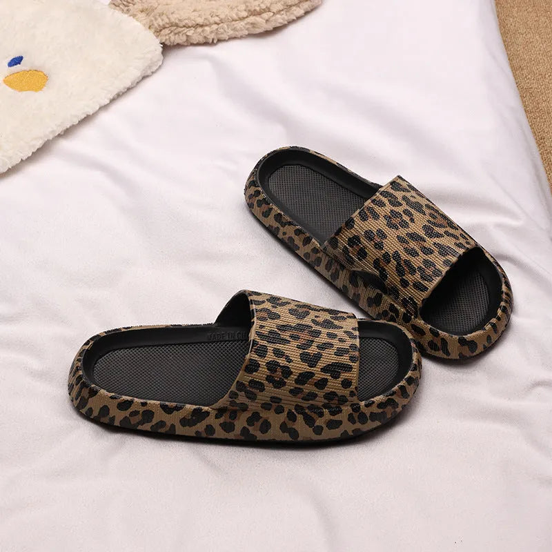 Women's leopard print EVA slippers with thick sole in multiple animal print colours