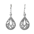 925 silver hollow water drop earrings with retro craft style and grinding finish