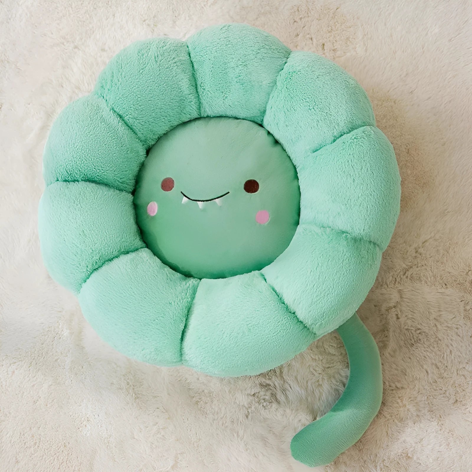 Soft PV velvet cat nest cushion mat in green dinosaur pattern, shown in M size.