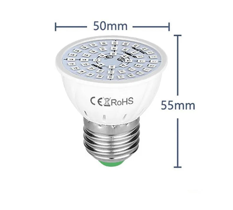 White LED plant growth lamp with 80 beads providing 180° coverage for indoor potted plants up to 80 square centimetres.
