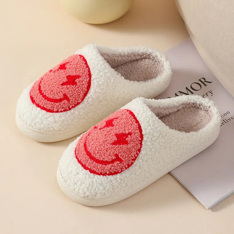 Plush women's cartoon slipper with non-slip PVC sole in Big Love pattern.