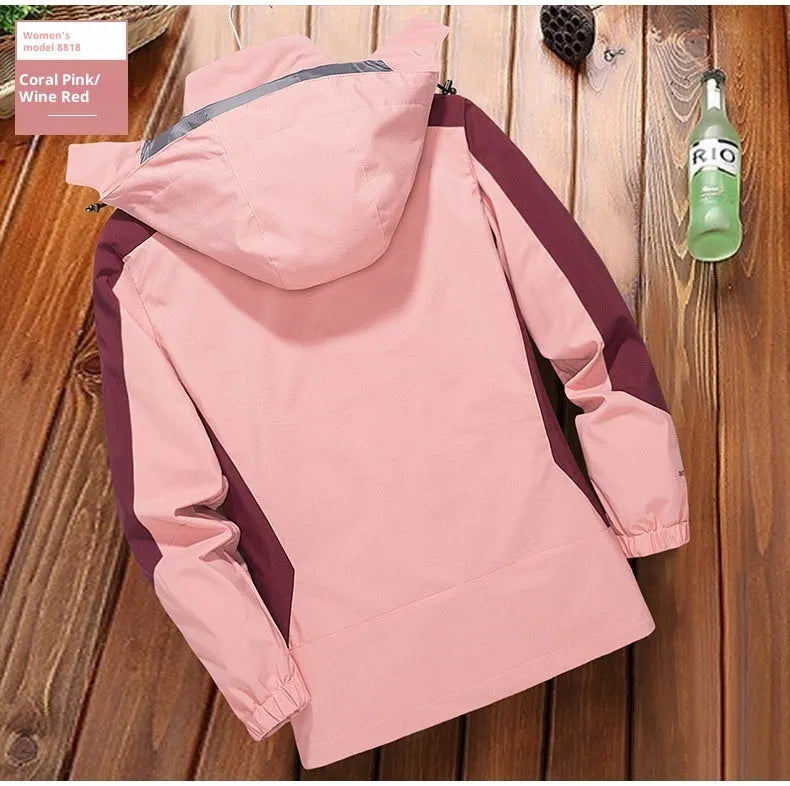 Men's windproof waterproof outdoor windbreaker thin jacket in solid colour, polyester fibre, front view