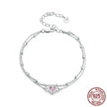 Women's 925 sterling silver heart bracelet with 150+60mm chain and 6mm pendant