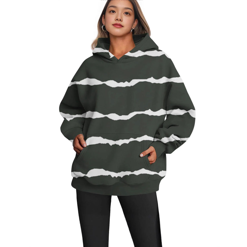 Ladies casual printed hooded top in polyester with hood, multiple colour options and sizes available