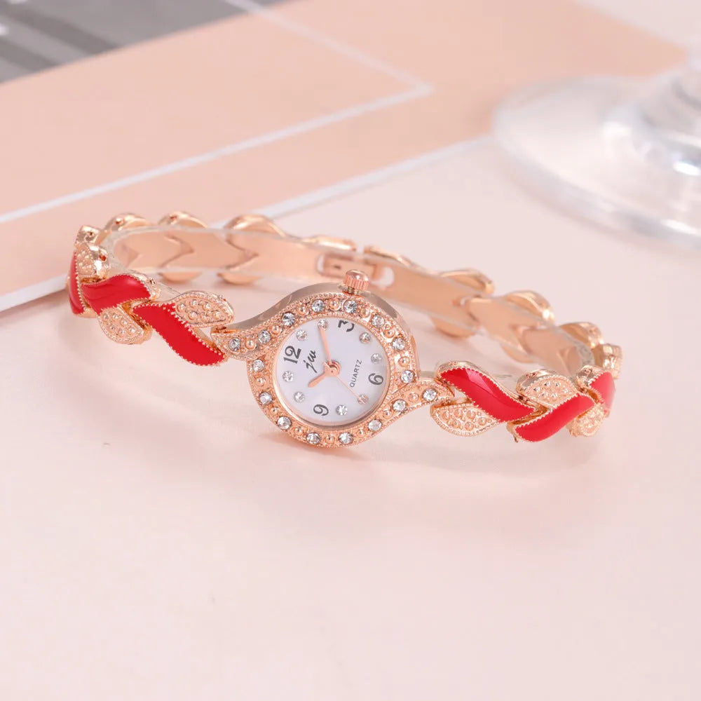 Women's love strap diamond watch set with earrings ring necklace black suit colour