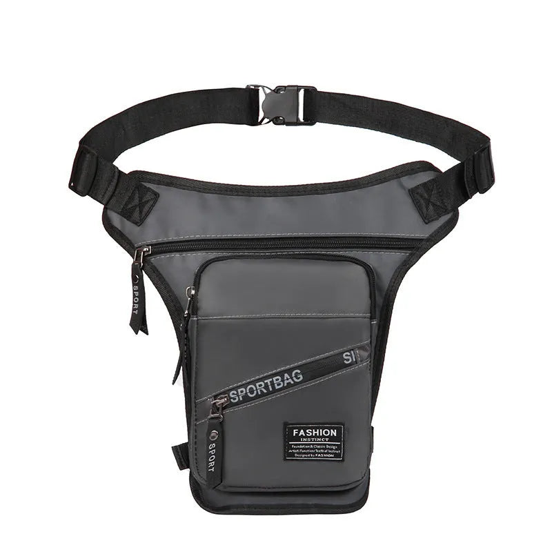 Black nylon cycling leg crossbody bag with adjustable straps for male cyclists