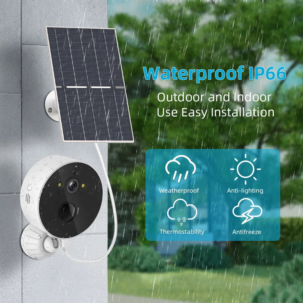Solar panel and 1080P outdoor security camera kit for wireless monitoring