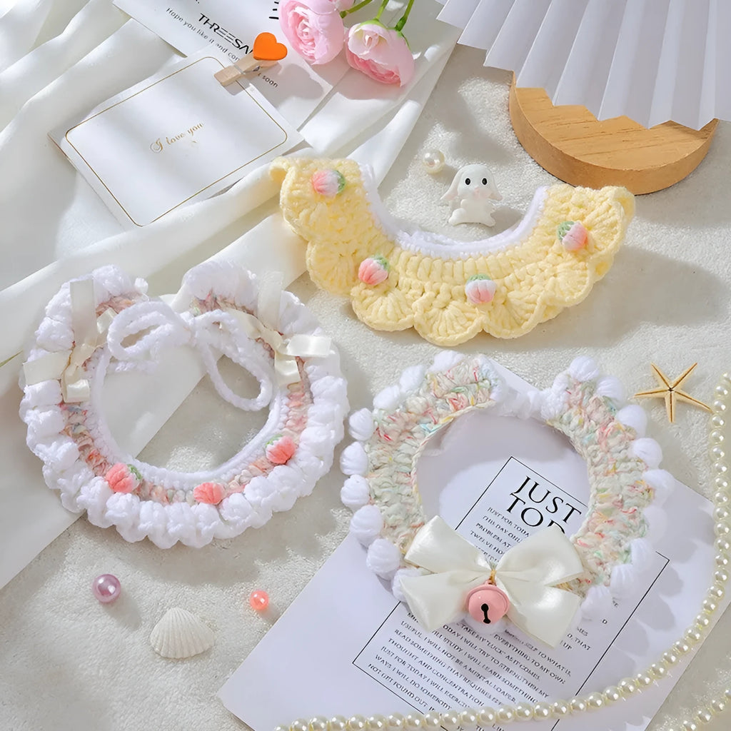 Handmade wool woven collar for British Shorthair kittens with embroidery decoration