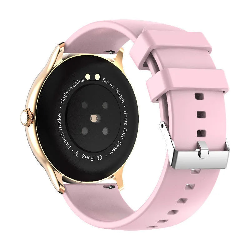 Blood pressure monitoring smart watch with 1.28-inch touchscreen in black, gold or silver