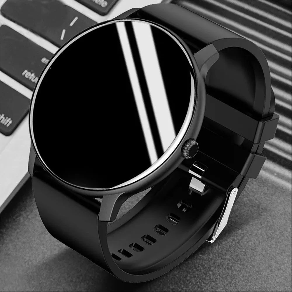 Blood pressure monitoring smart watch with 1.28-inch touchscreen in black, gold or silver
