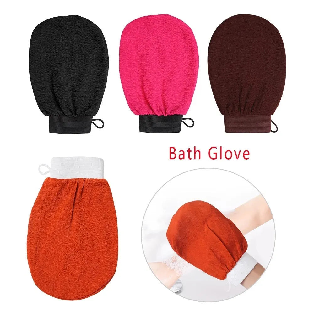 Single layer rayon exfoliating bath towel rub washcloth in orange, approximately 15x22cm