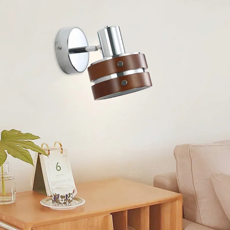Nordic walnut small wall lamp for bedside and living room background wall lighting