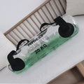 Clear PVC inflatable water bag for weight training, shown with water inside.
