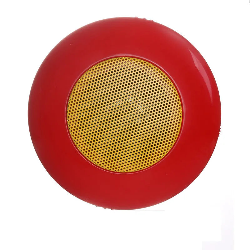 Mini Super Loud HD Music Machine Player portable speaker in red and white with button controls and metal finish