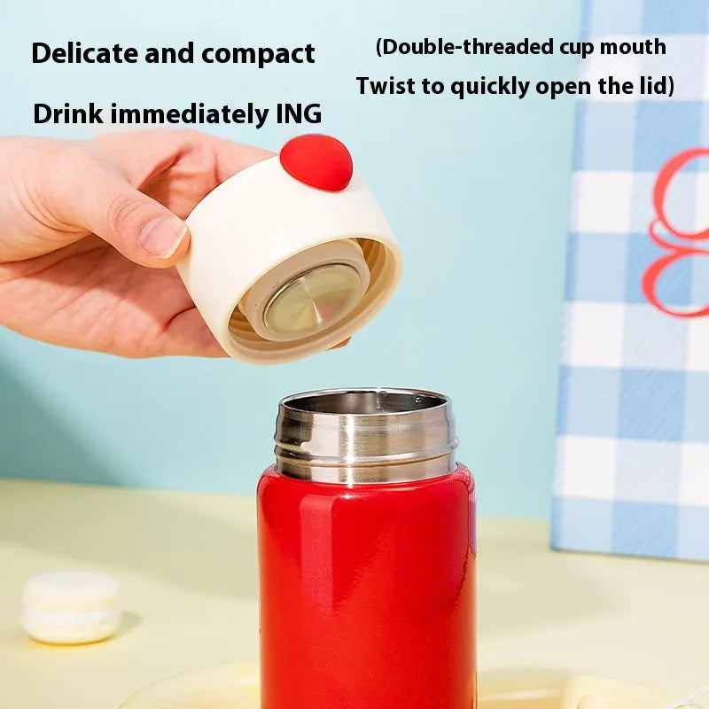 Women's thermos cup in red, 316 stainless steel liner, 200ml capacity, modern simple design
