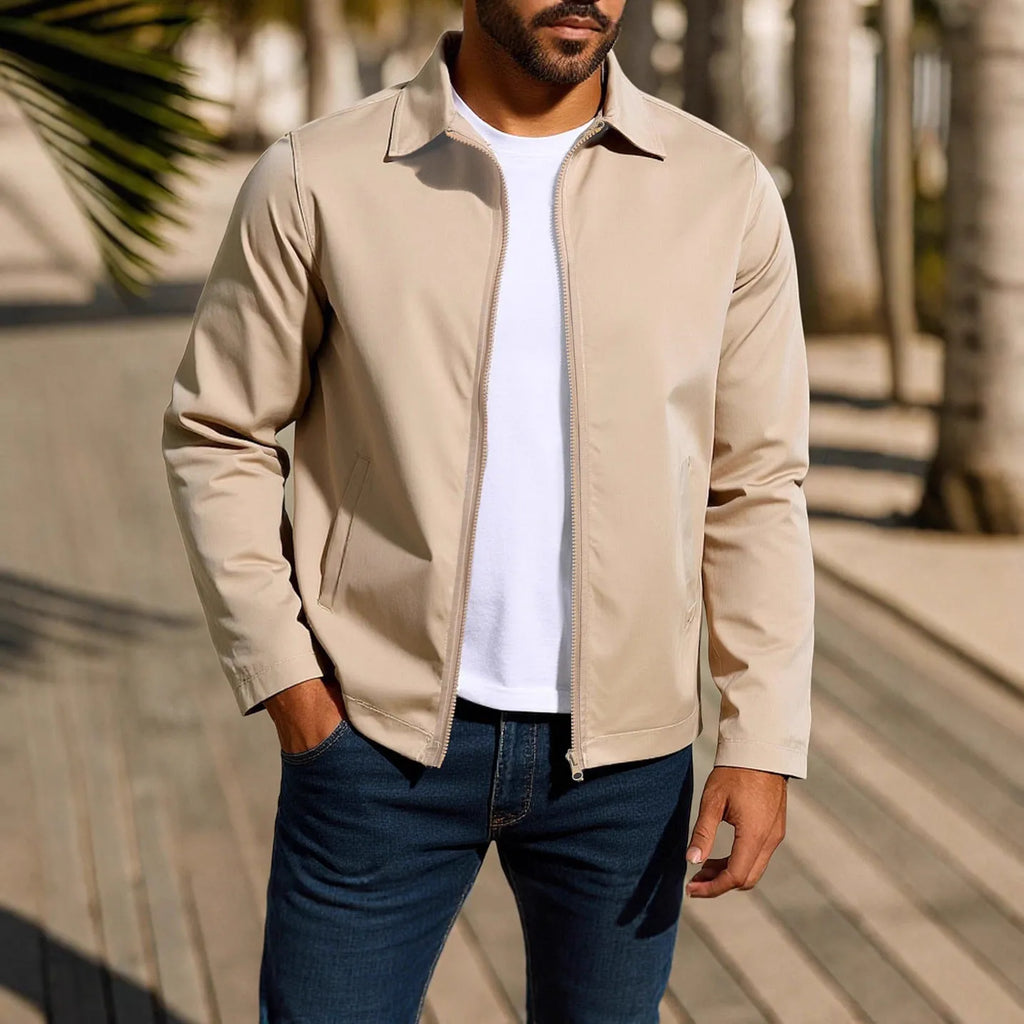 Men's zipper cardigan jacket with raglan sleeves in polyester blend available in four colours