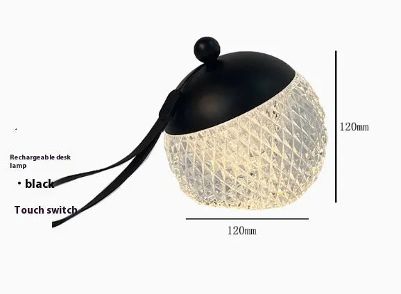 Portable modern minimalist night lamp with touch dimmable control in chrome finish