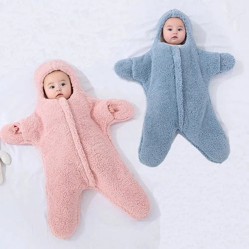 Cashmere baby sleeping bag with cotton interlayer in pink, grey, blue, or khaki for winter outings