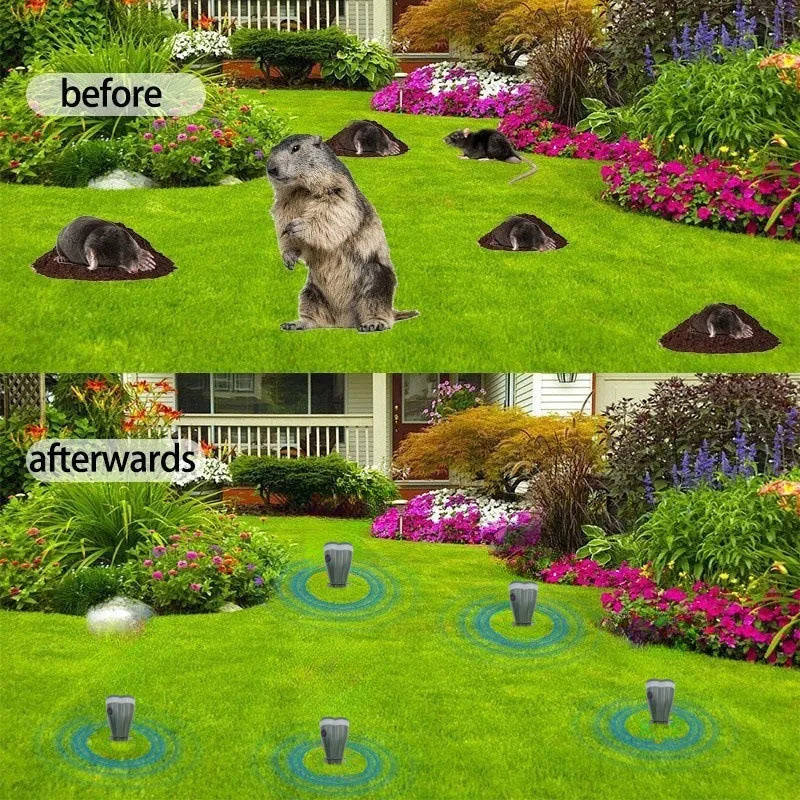 Solar powered ultrasonic cat repeller in flower shape for garden use