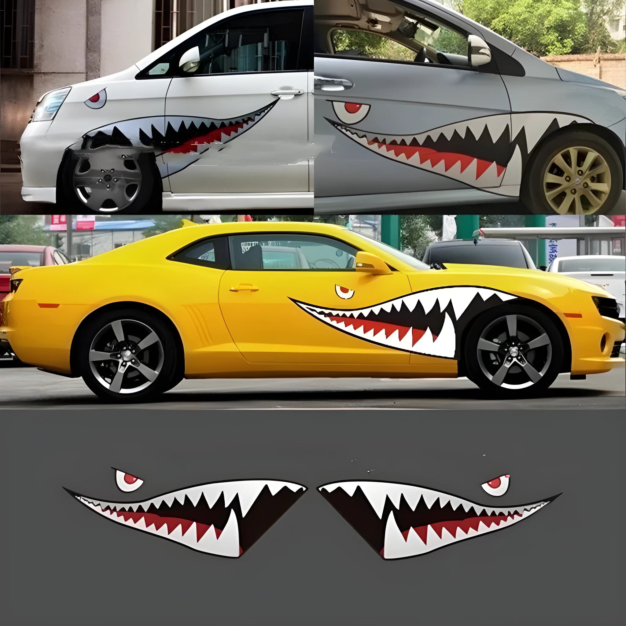 Large shark design PVC car body sticker for outdoor vehicle decoration