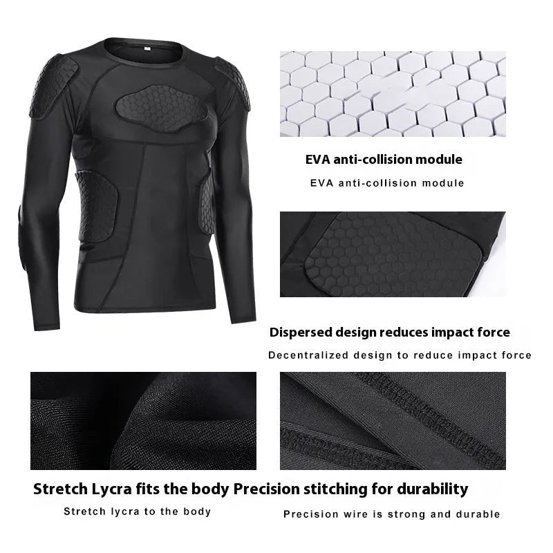 Anti-collision football training suit olive jersey with T-shirt shorts and vest protective padding polyester Lycra lining adult neutral