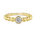 S925 sterling silver ring for women with gold wave bead design and geometric polka-dot pattern on white background
