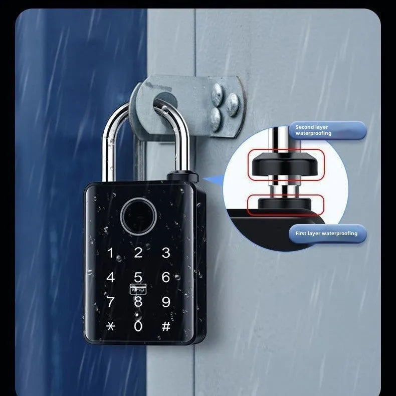 Control fingerprint large padlock with metal beam for warehouse courtyard box truck outdoor use