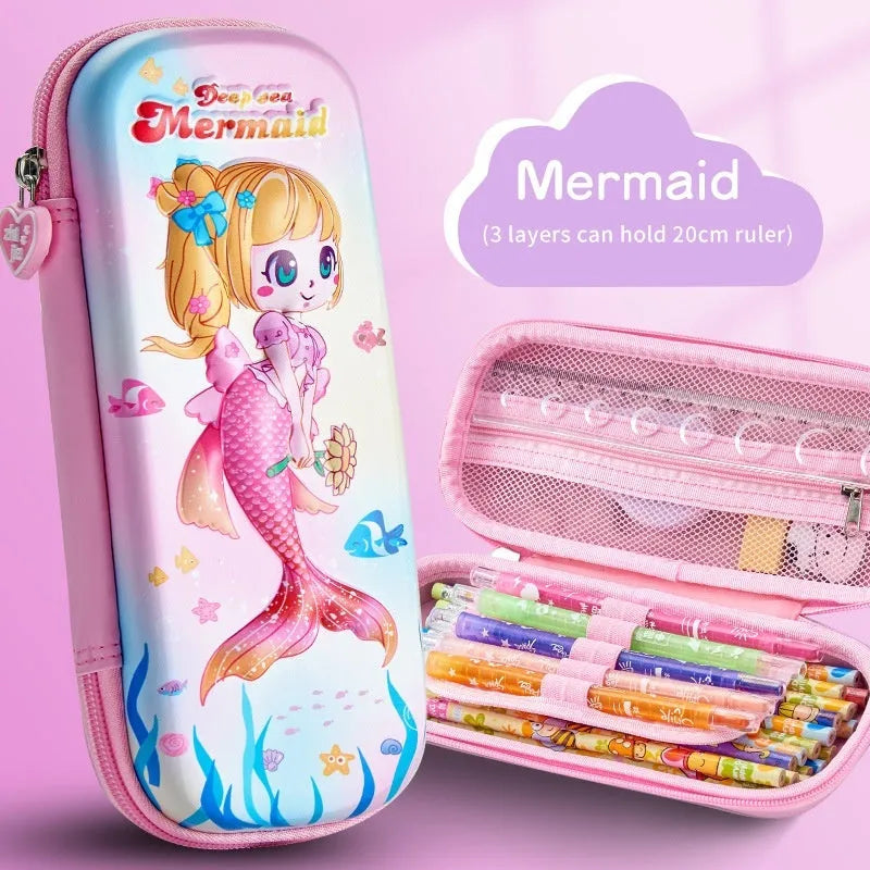 3D leather pencil case with astronaut pattern design showing textured surface and structured box shape
