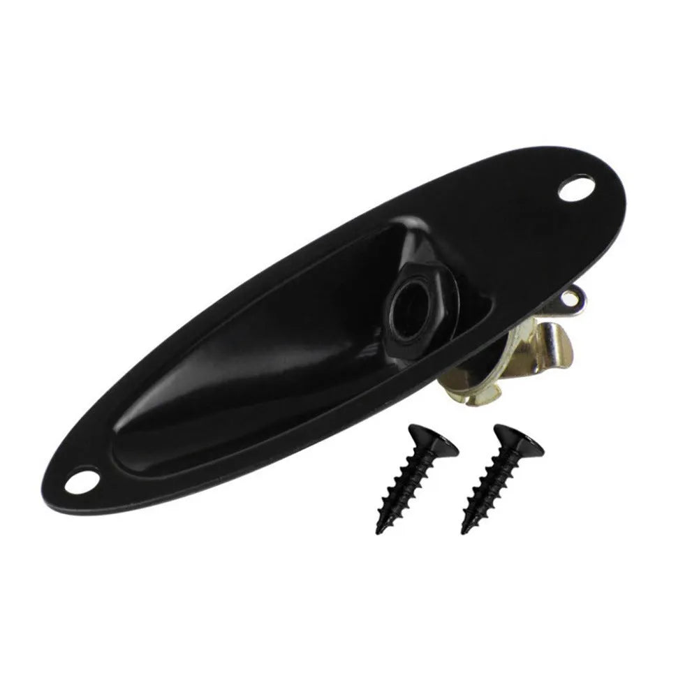 Electric guitar ST boat socket replacement part in black and silver alloy finishes