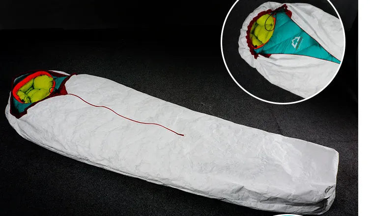 Outdoor climbing sleeping bag cover in mummy style for adult camping and travel.