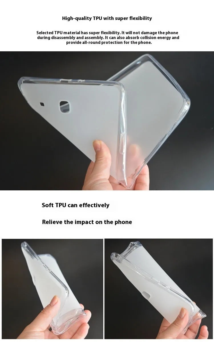 Clear ultra-thin silicone tablet protective case showing transparent white TPU material