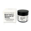 2oz organic beef tallow balm face moisturiser with beeswax and honey in a small tin