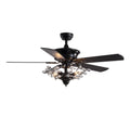 Wooden fan lamp with remote control, 52 inch blade span, wood lampshade and blades, for living room ceiling installation