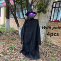 Halloween hanging ghost prop with voice control, flashing red eyes and installation tubes