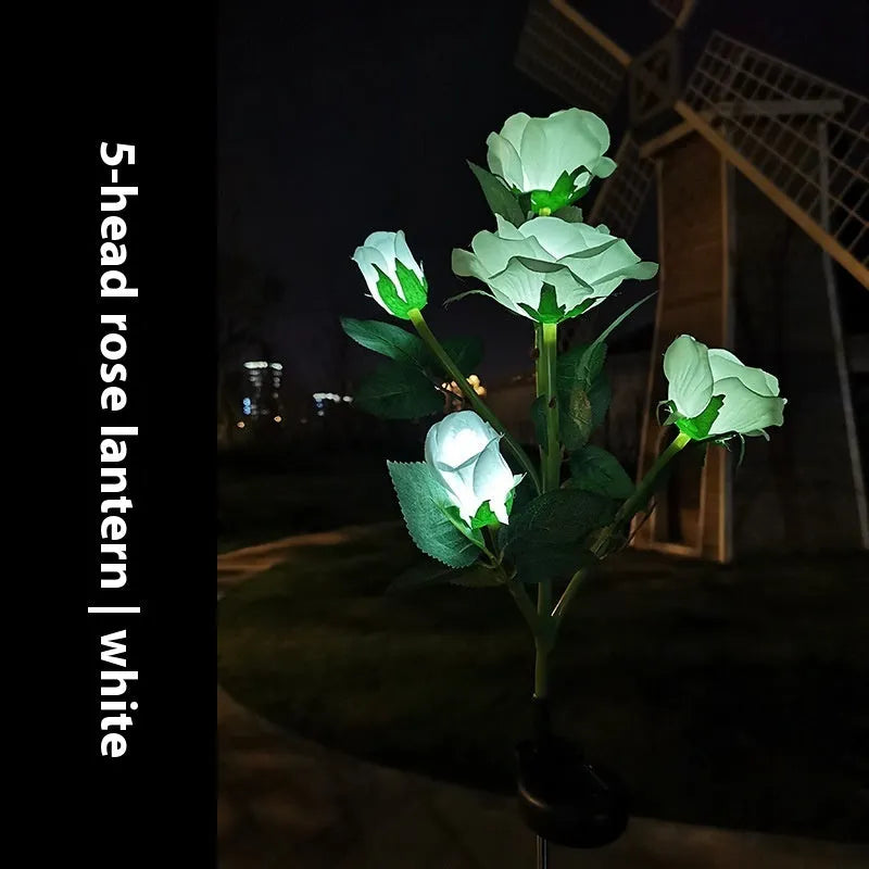 Flower-shaped solar LED ground lamp for garden lighting with colour-changing LEDs