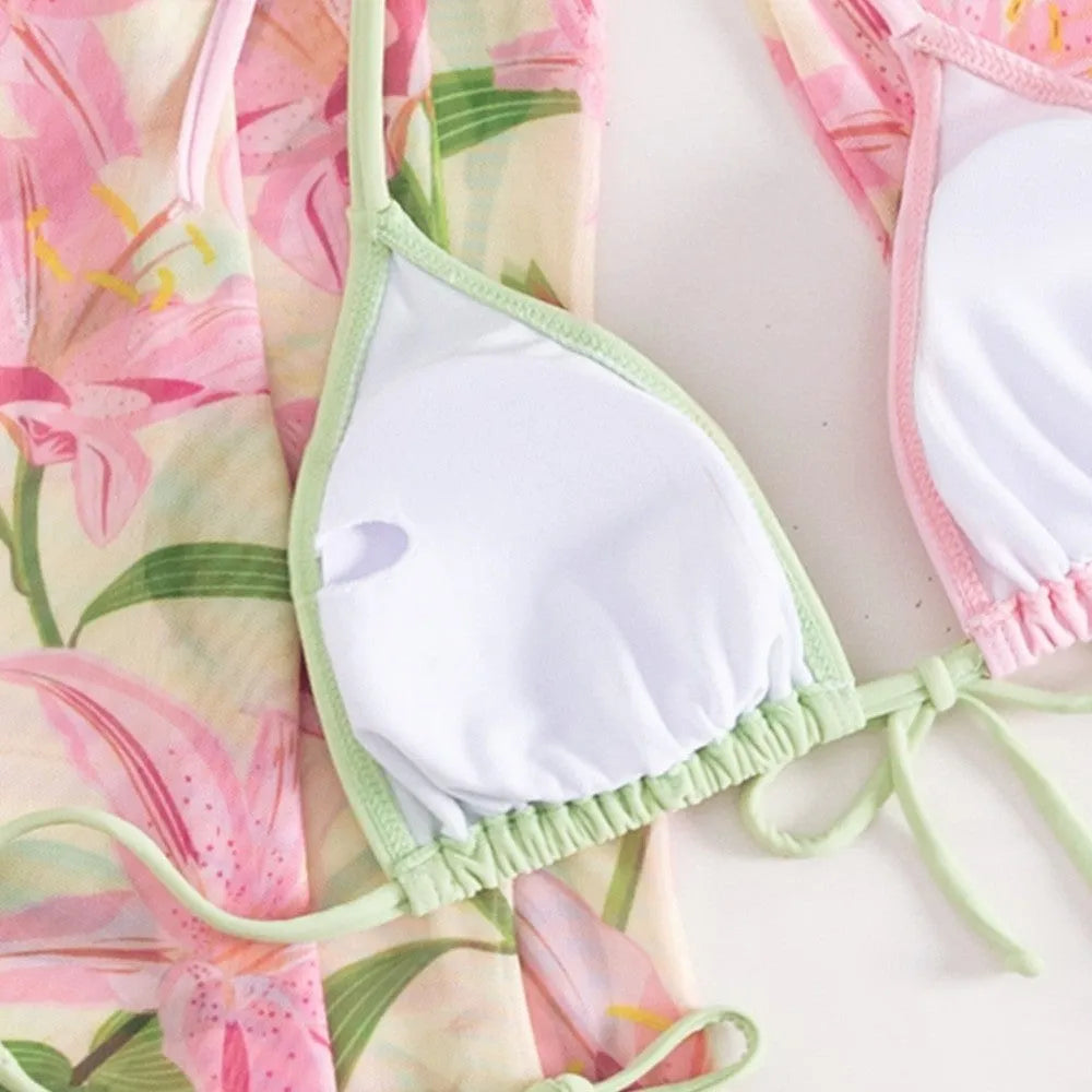 Women's printed bikini swimsuit in quick-dry polyester fabric.