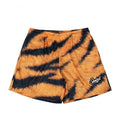 Men's leopard print quick-dry fitness shorts with mid waist and athletic cut