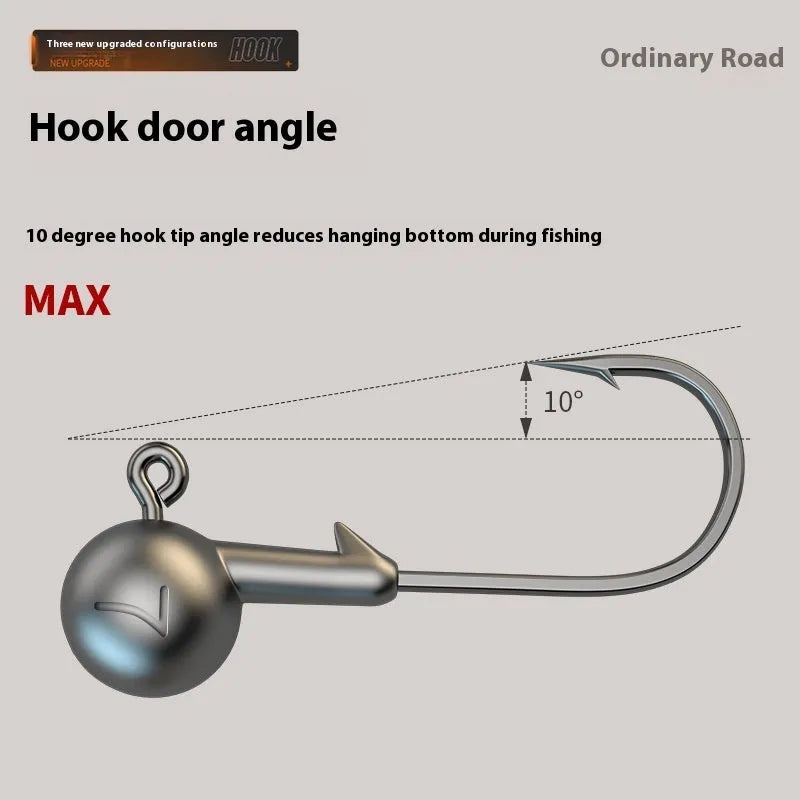 Set of 50 enhanced strength lead-headed jig hooks in primary colours for fishing
