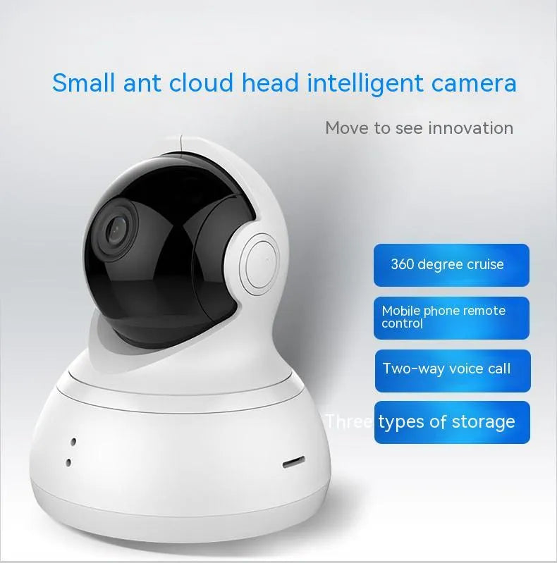 White wireless WiFi surveillance camera with 360-degree HD night vision and wall mount