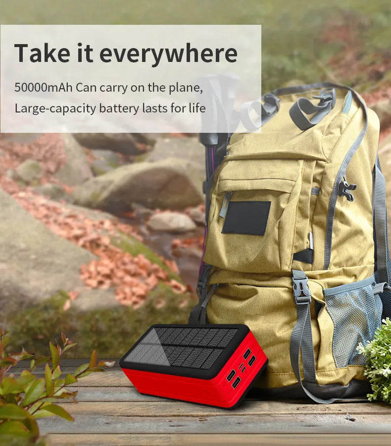 Solar wireless power bank in two-tone colours with solar panel and wireless charging
