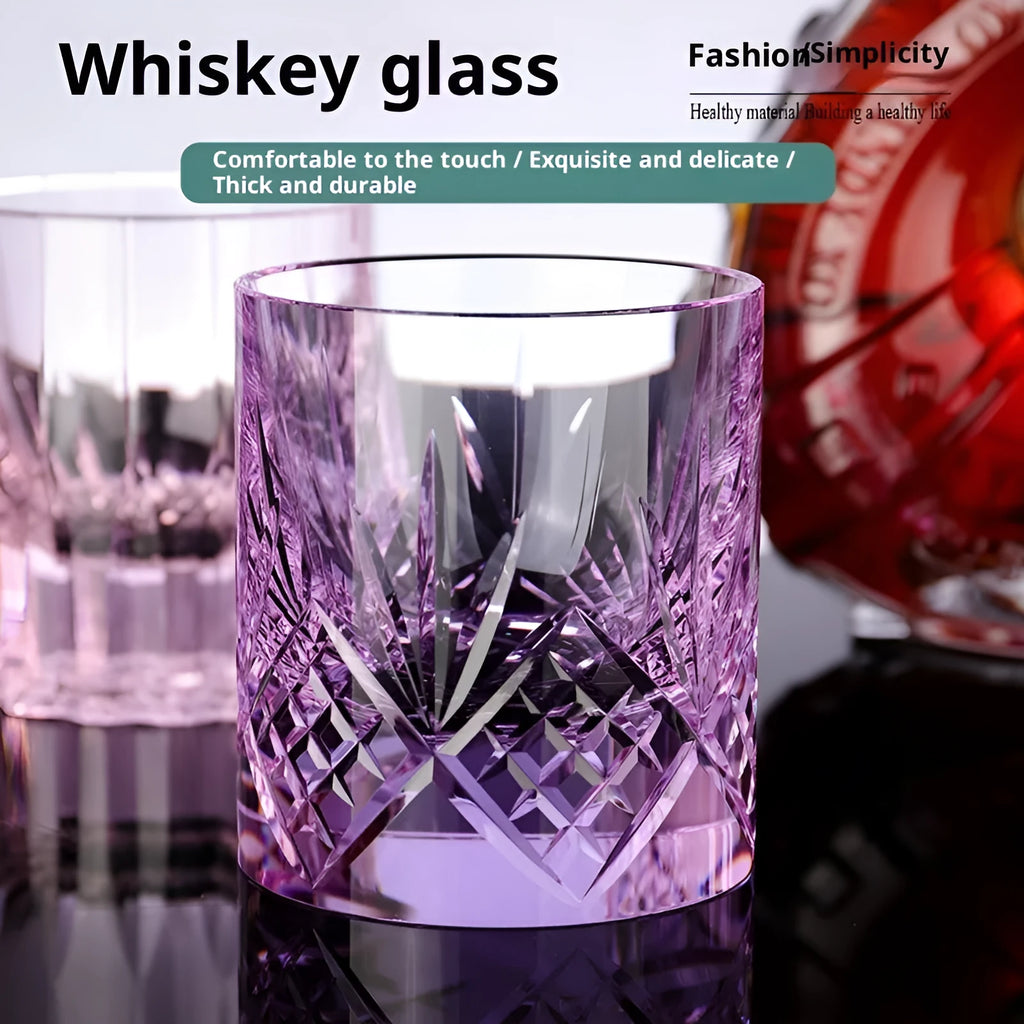 European-style transparent K9 crystal whiskey shot glass with 701-800ml capacity, simple flowering pattern