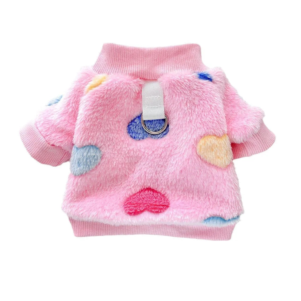 Blue paw print cotton flannel pet coat for dogs and cats, size medium, laid flat