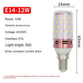 12W E14 screw cap LED corn light bulb with three colour temperature settings on a white background.