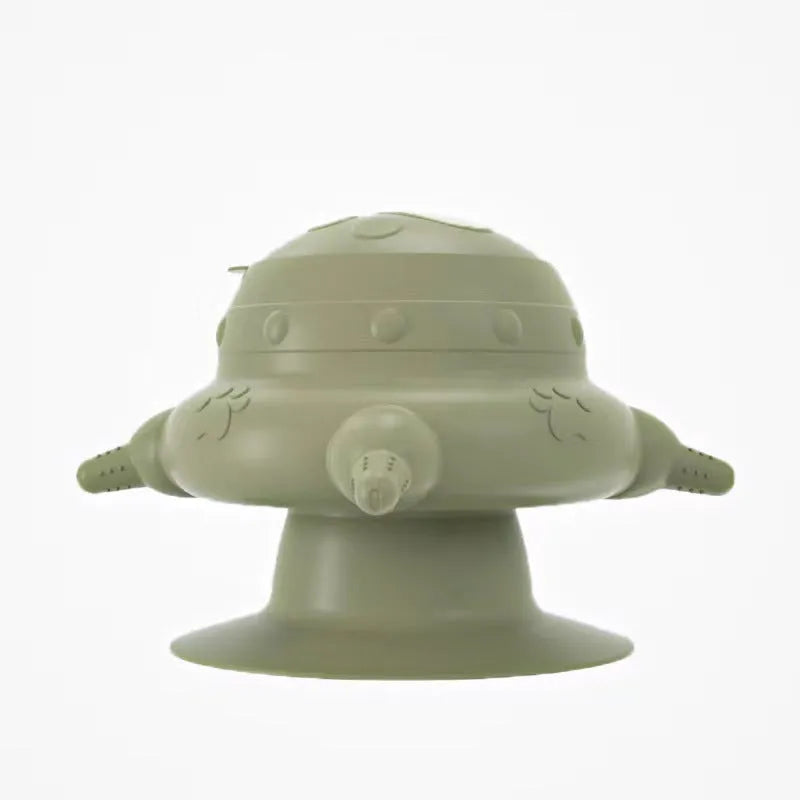 Pink silicone pet nursing bottle with bionic breast shape and four attached nipples on a flat base.