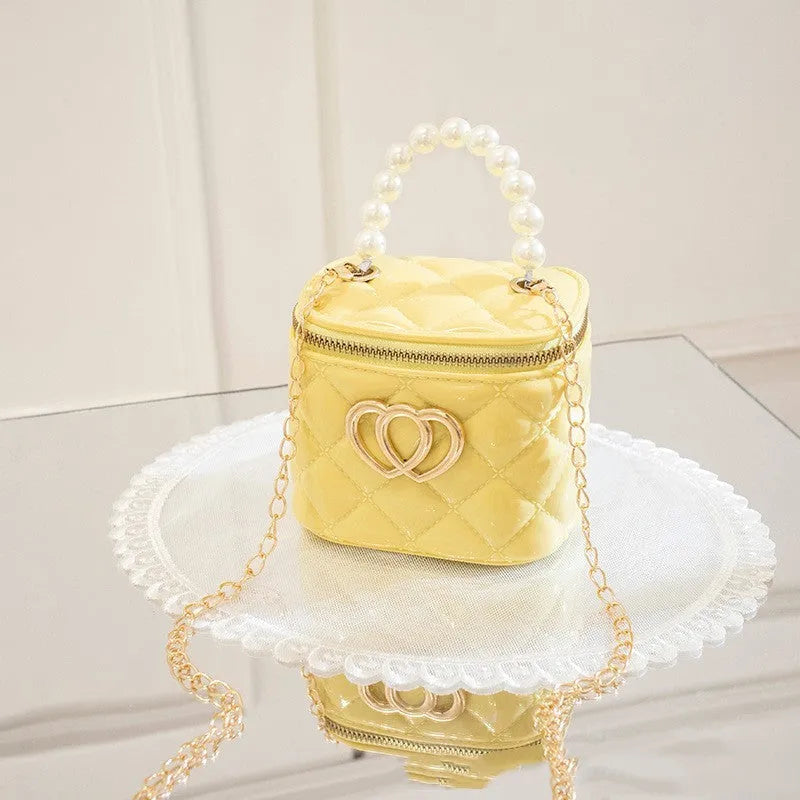 Transparent heart-pattern PVC bucket gel bag for cosmetics in apricot colour