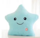 Glowing five-pointed star plush pillow with luminous feature in assorted colours